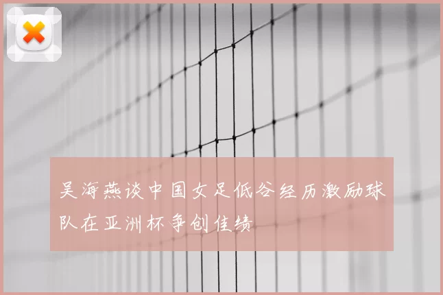 吴海燕谈中国女足低谷经历激励球队在亚洲杯争创佳绩